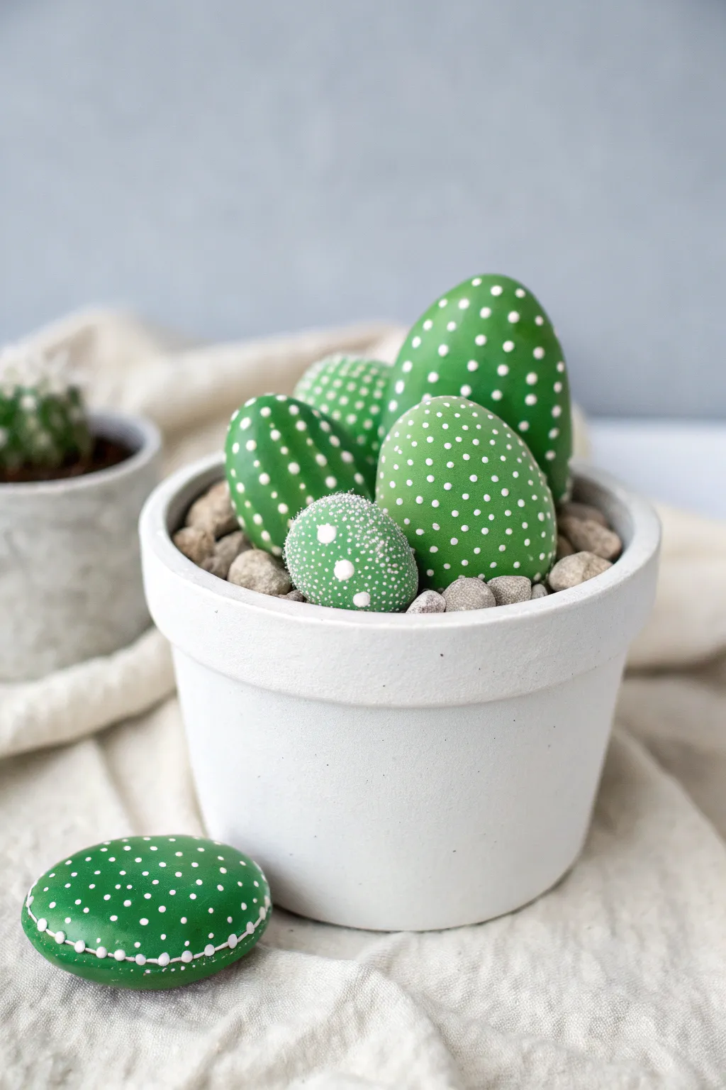 Bring a touch of charm to any space with this no-maintenance, DIY rock-painted cactus planter. Perfect for adding a splash of green in a minimalist style!