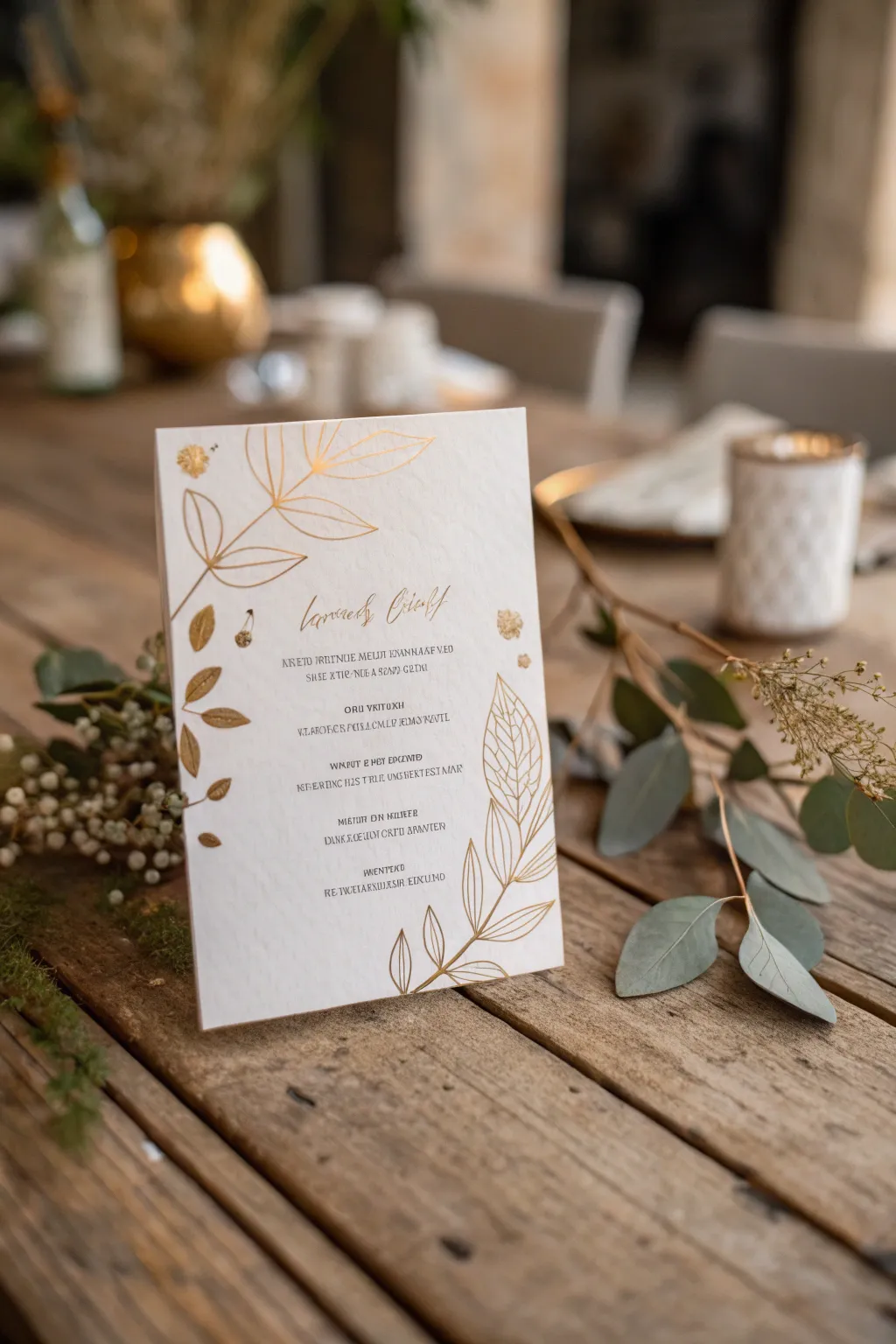 Elevate your invitations with the timeless elegance of gold foil highlights.