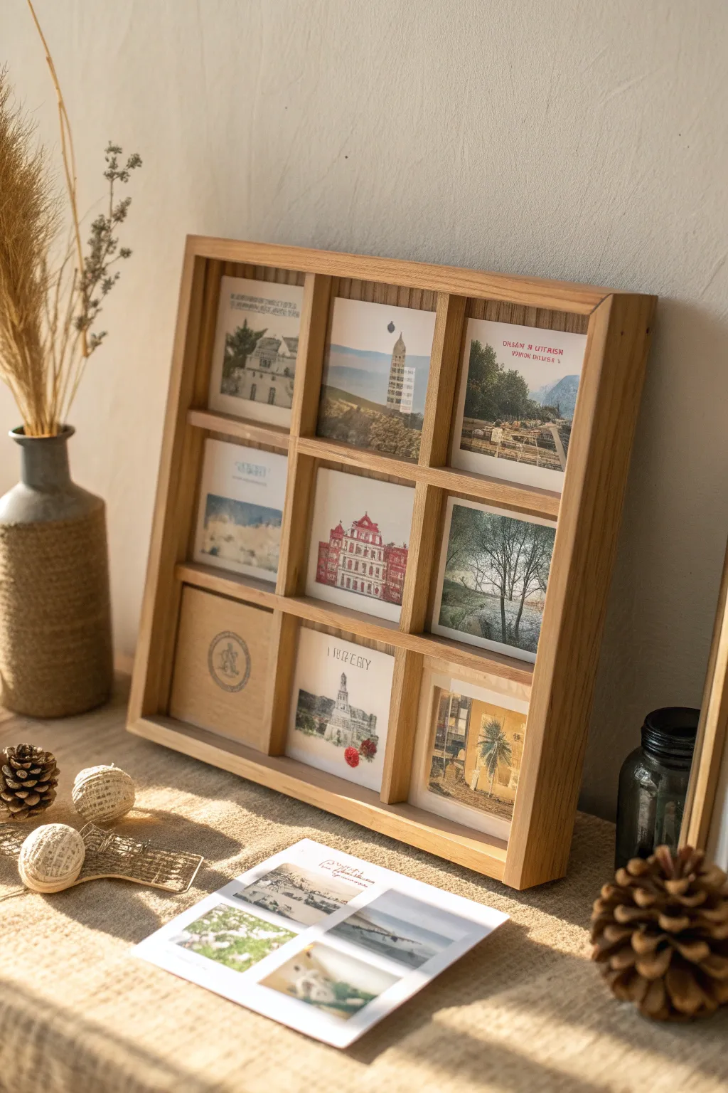 Transform your postcards into a stunning display with a Scandinavian-inspired shadow box, perfect for showcasing cherished memories with style and elegance.