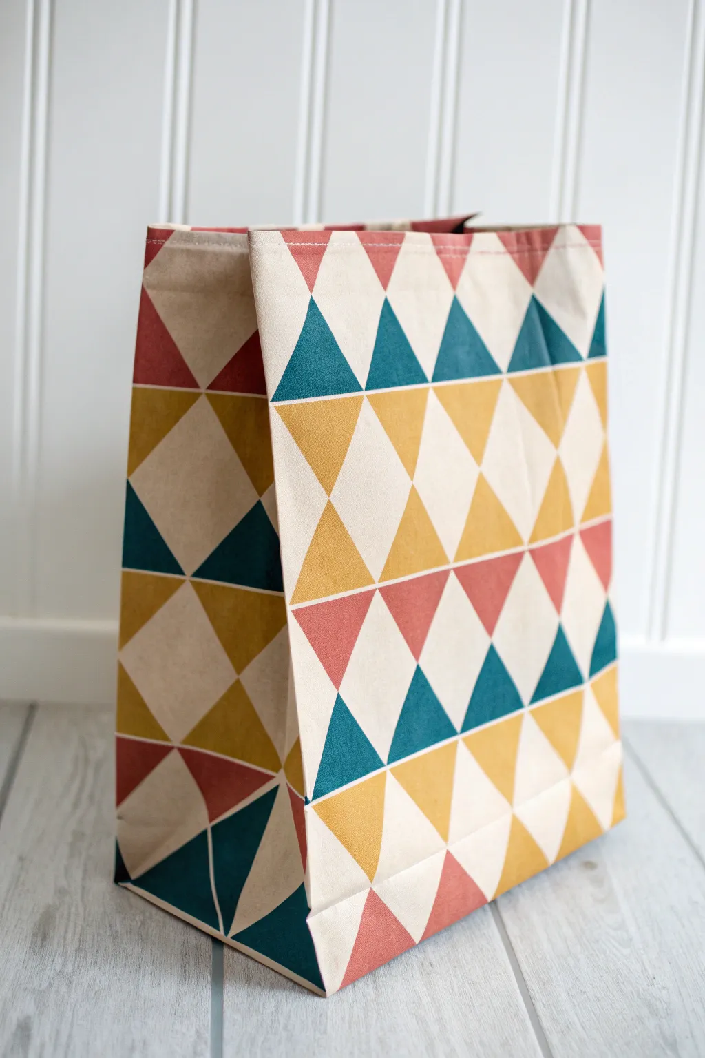 Elevate your style with a geometric pattern paper bag, where modern artistry meets minimalist design.