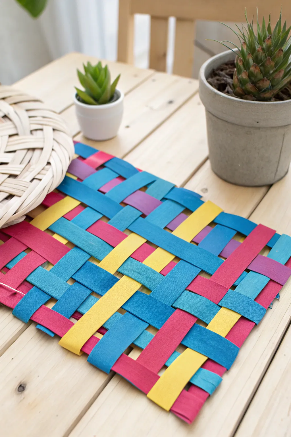 Weave your way into creativity with vibrant paper mats - a delightful craft for little hands!