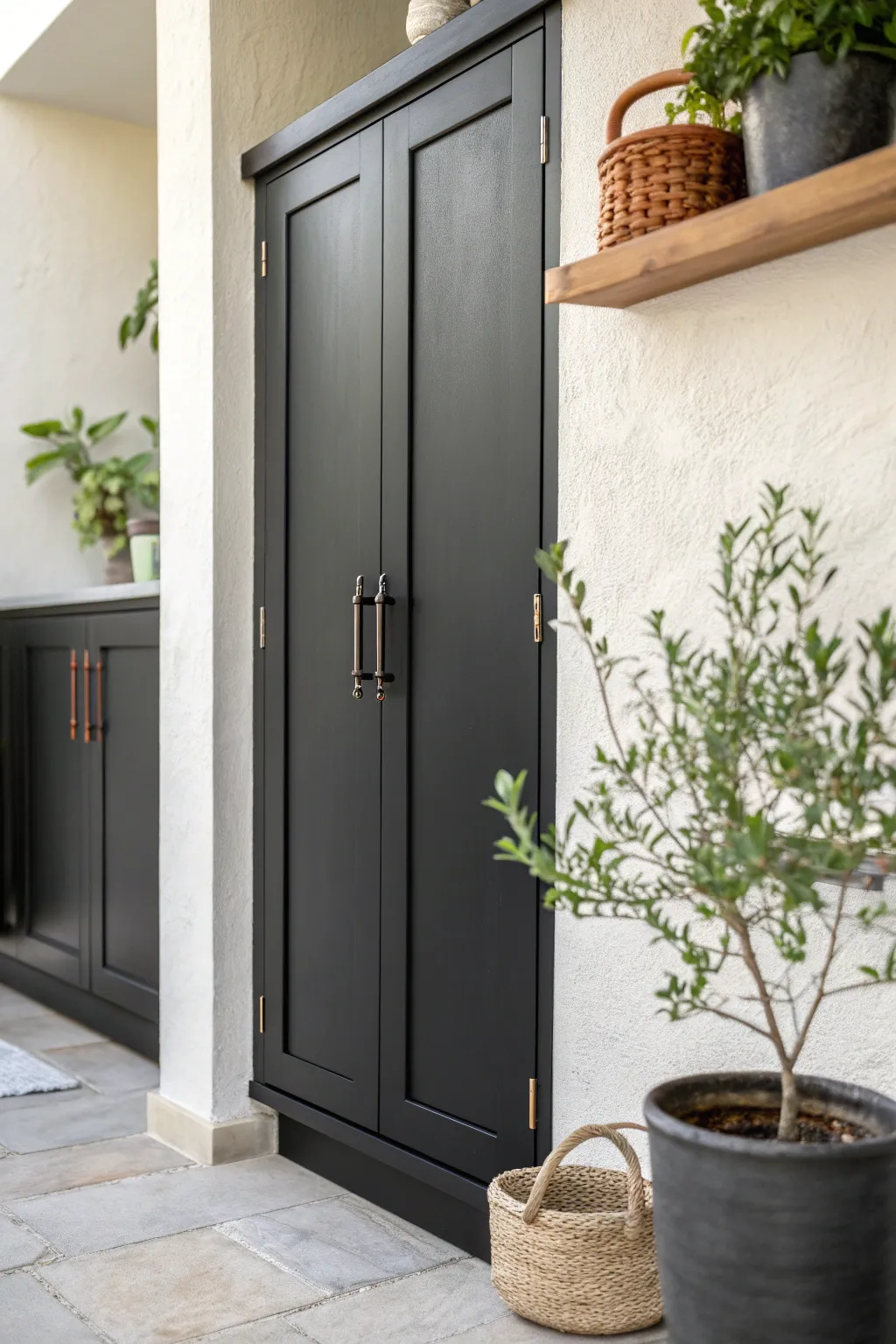 Elevate your kitchen with the bold elegance of matte black cabinetry for a stunning contrast.