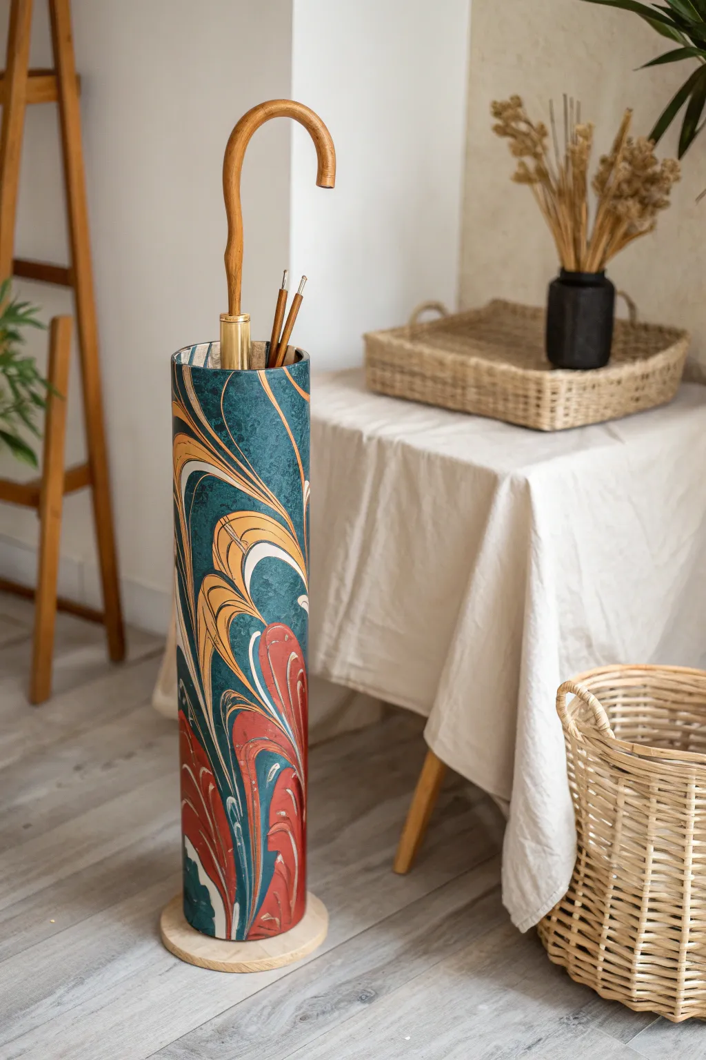 Brighten up rainy days with a touch of art - discover the charm of hydro dipped umbrella stands!