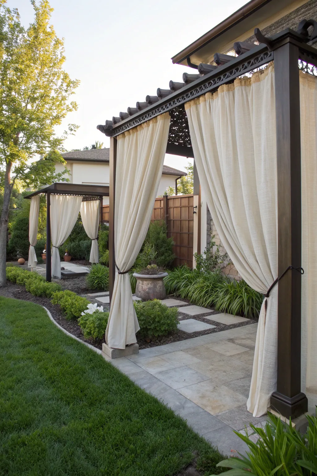 Transform your backyard with the artful elegance of outdoor curtains.