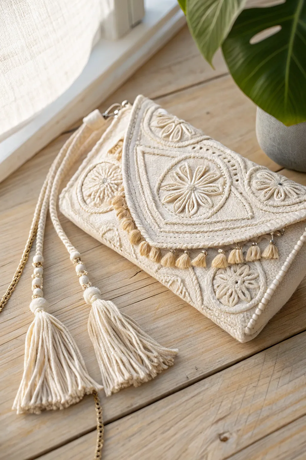 Embrace the free-spirited elegance of bohemian design with this beautifully embroidered purse.
