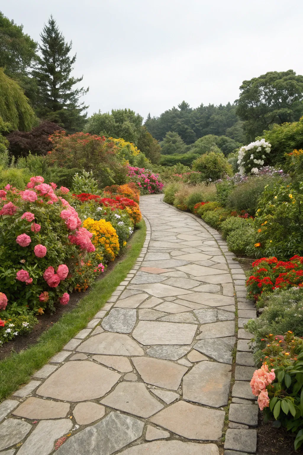 Natural stone creates an organic and elegant outdoor atmosphere.