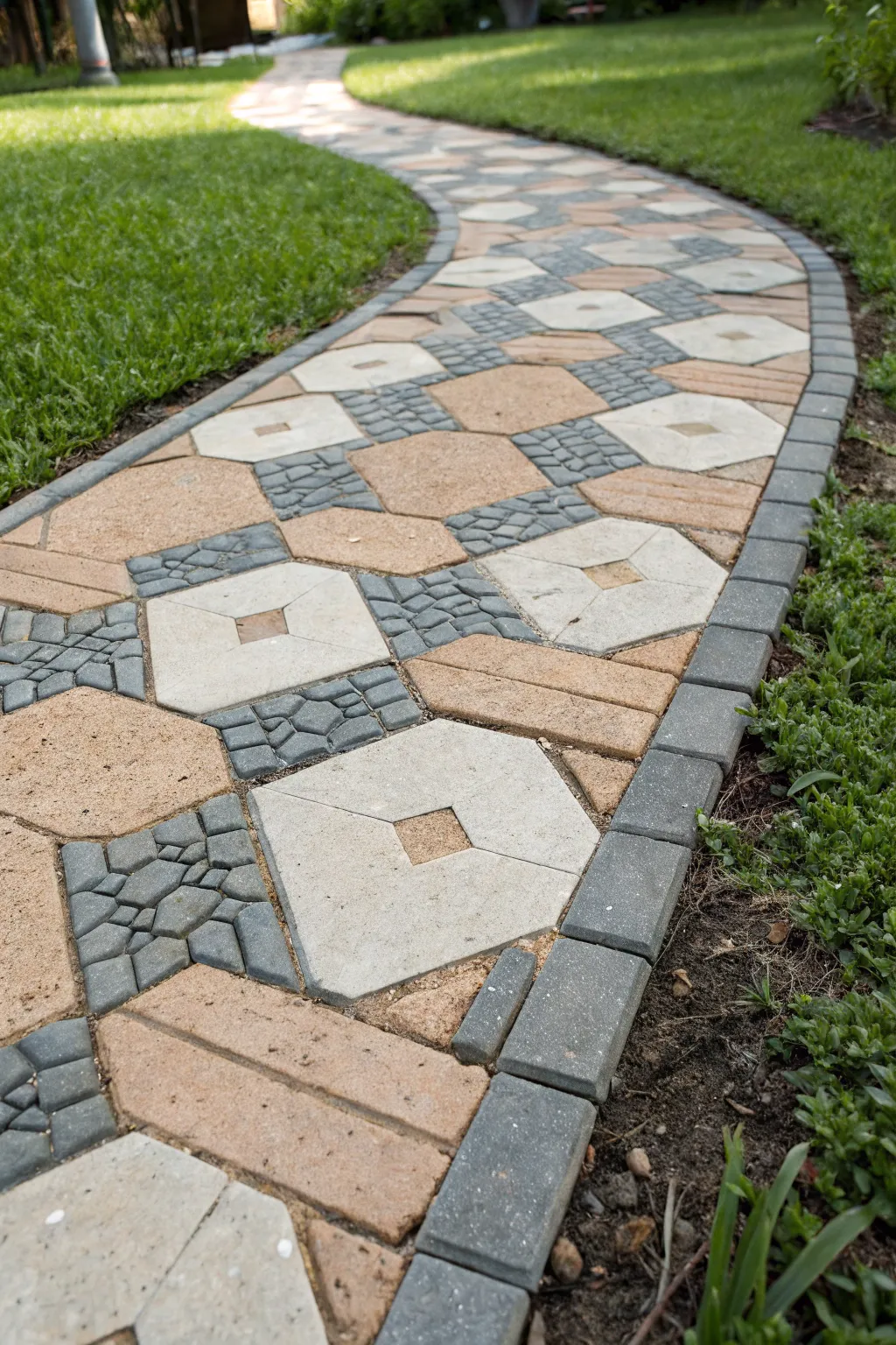 Transform your garden with geometric paver patterns for a sleek, contemporary touch.