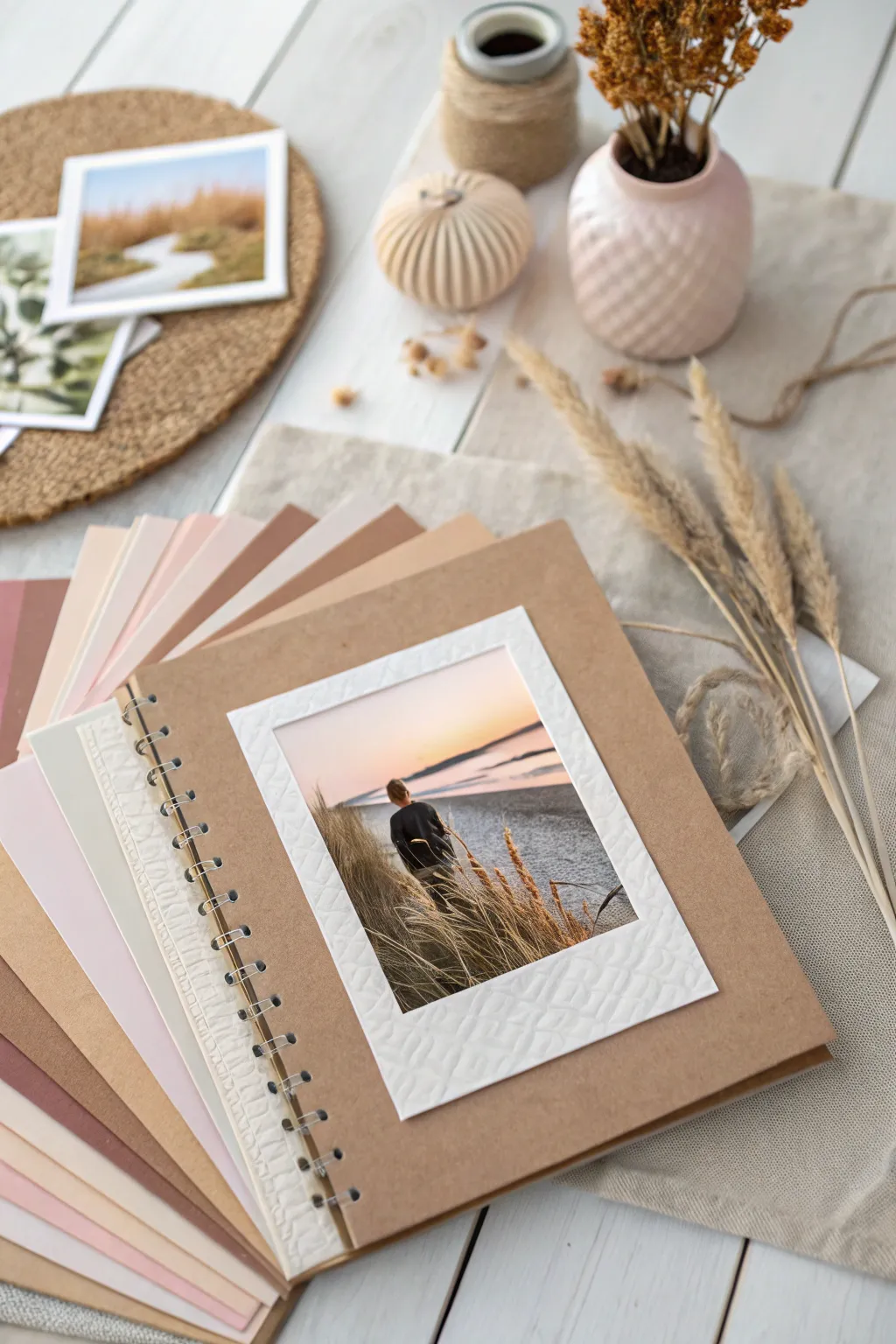 Elevate your scrapbook with layered photo mats for a touch of elegance and depth.
