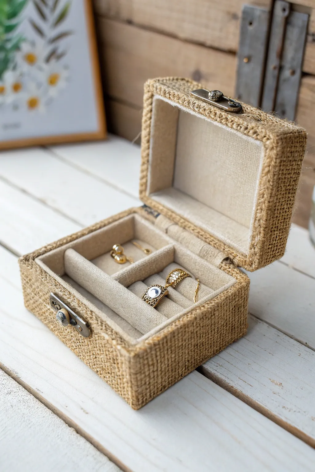Embrace rustic elegance with a charming burlap jewelry box makeover. Simple, stylish, and naturally beautiful.