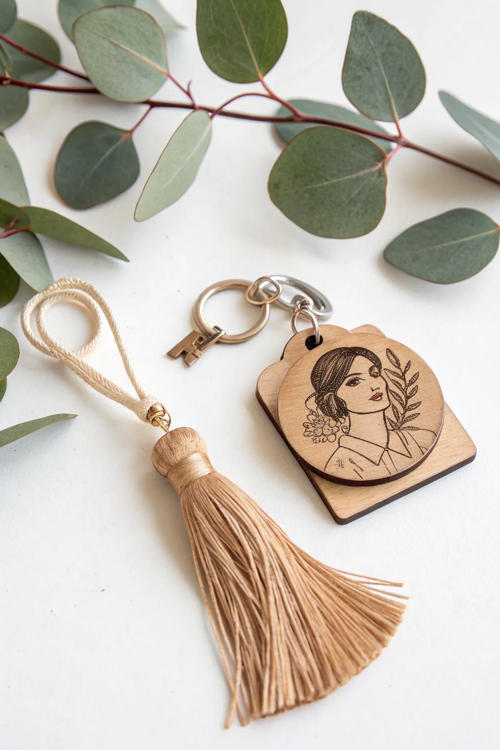 Capture the essence of someone special with a beautifully sketched portrait keychain.