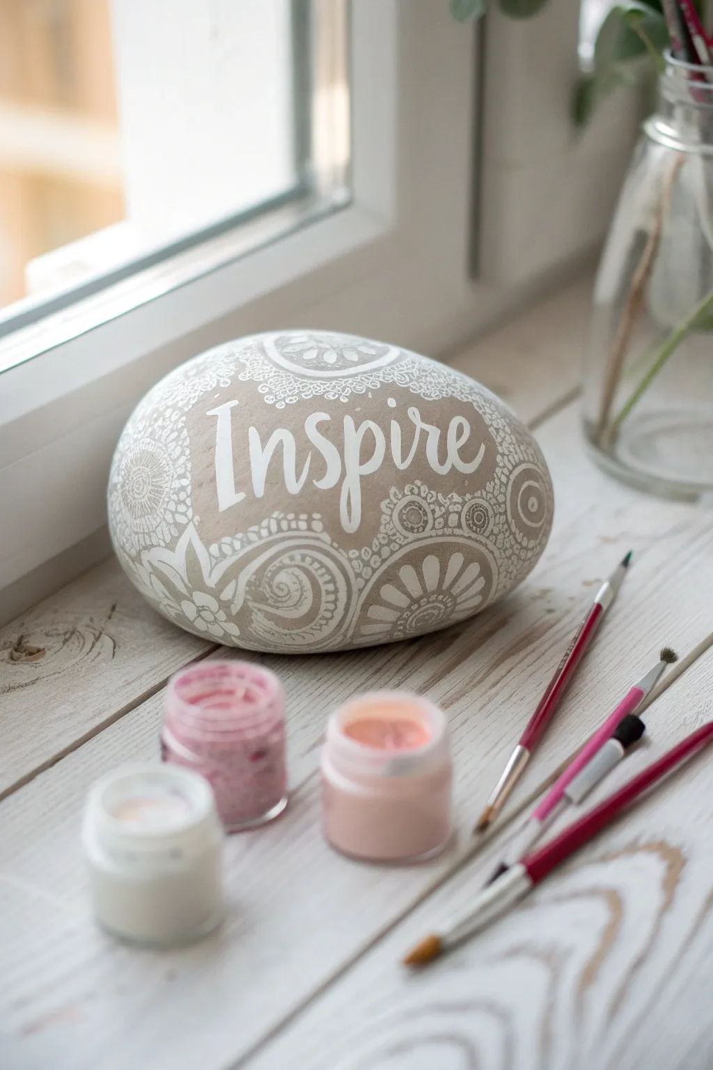 Add a touch of inspiration to your garden path with beautifully crafted painted rocks. #CraftNight #ScandinavianStyle