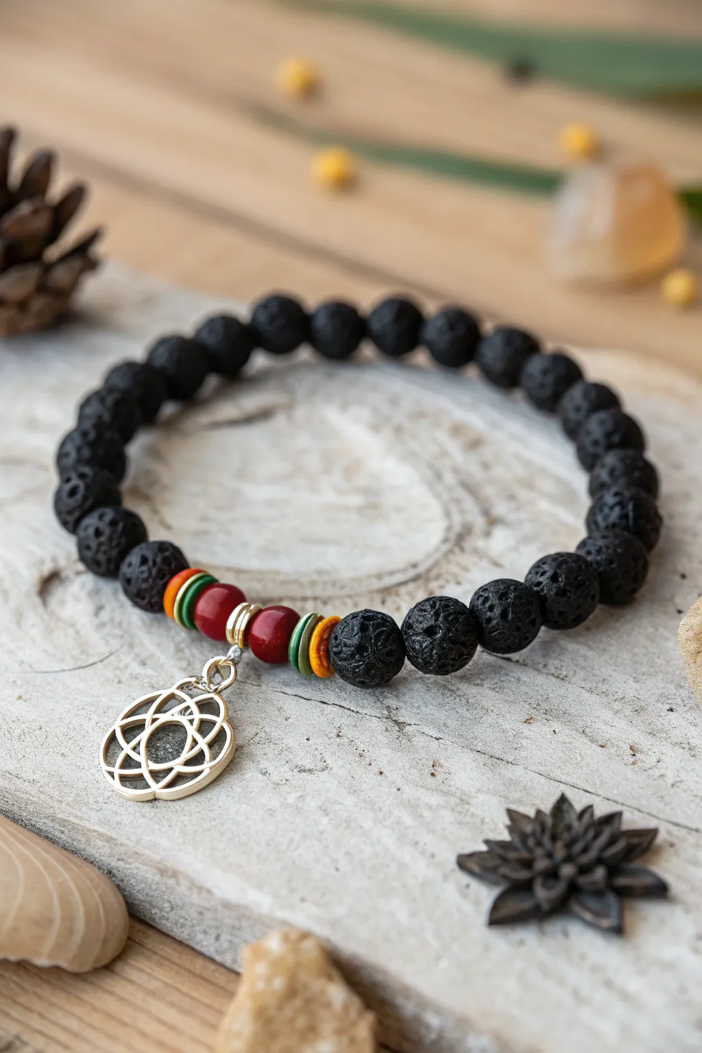 Embrace heritage and style with this stunning lava bead bracelet, where cultural charm meets minimalist elegance.