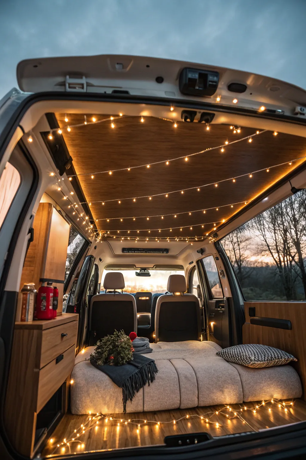 Illuminate your journey: Transform your minivan into a cozy haven with creative lighting solutions.
