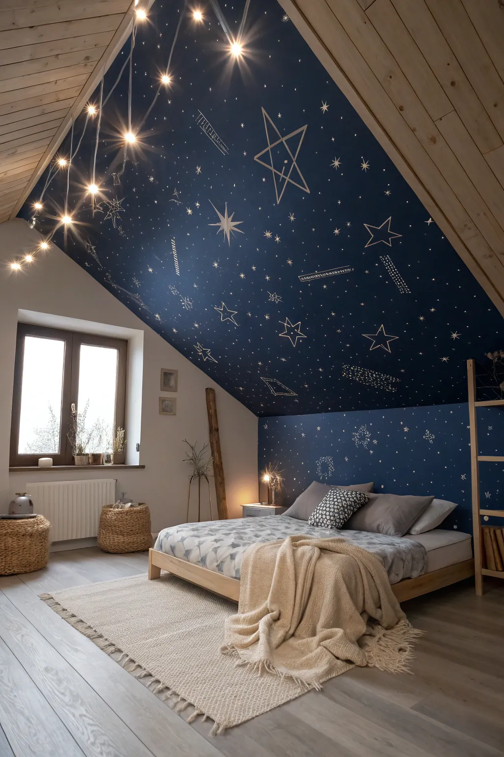 Dream under the stars every night with this enchanting DIY night sky ceiling—where Scandinavian minimalism meets bohemian charm.