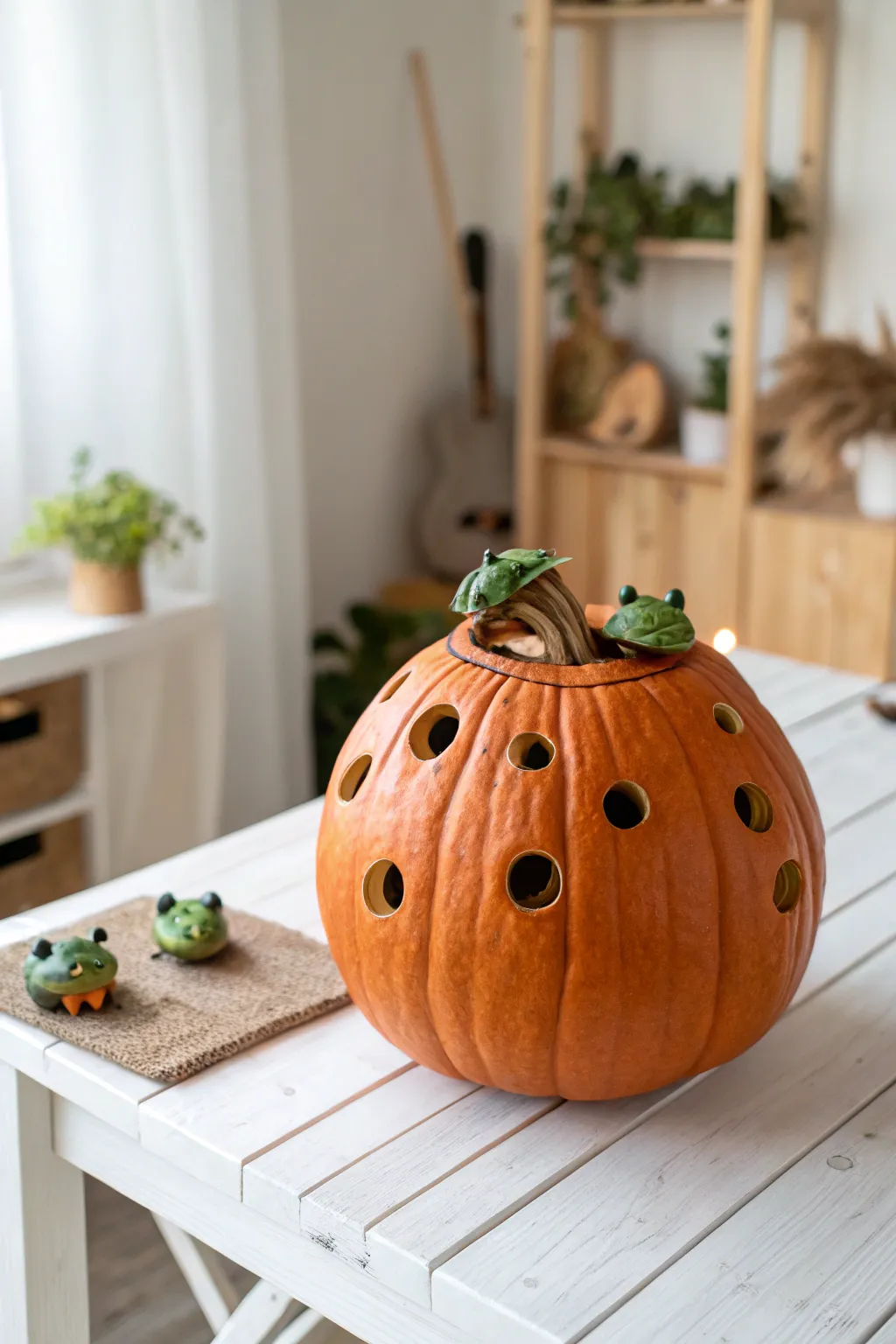 Transform your pumpkin into a whimsical swamp creature abode—perfect for adding a touch of adventure to your autumn decor!