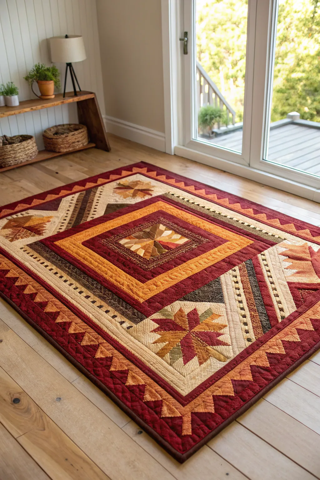 Artistry in stitches: Elevate your space with an oriental rug-inspired quilt.