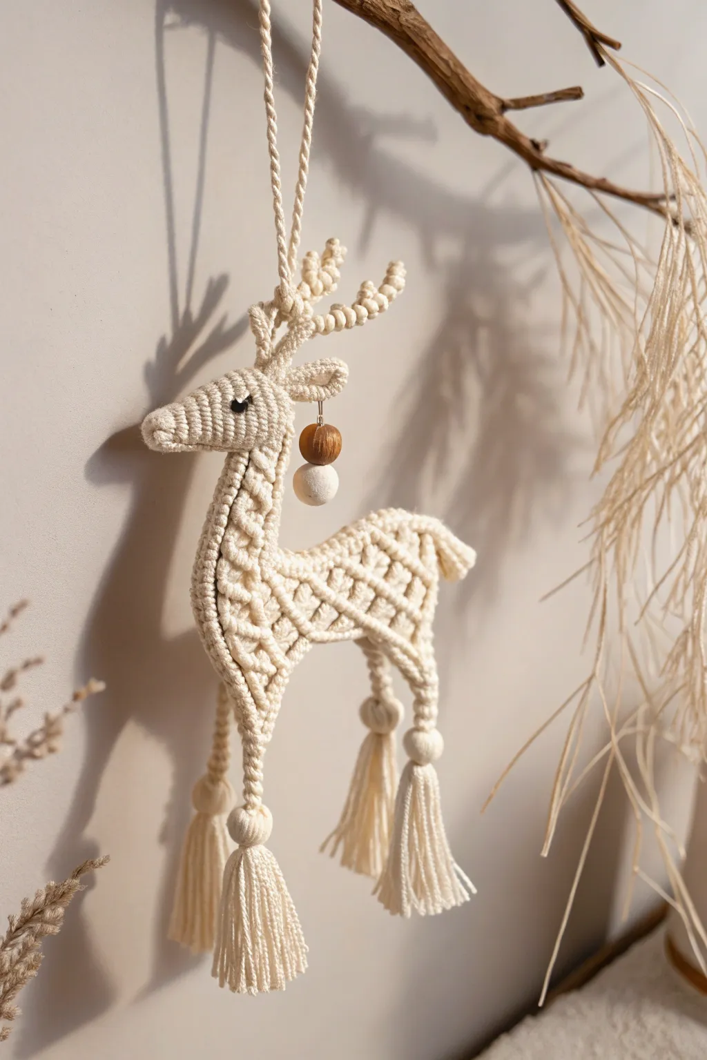 Elevate your holiday decor with a touch of handmade elegance: meet the macrame reindeer.