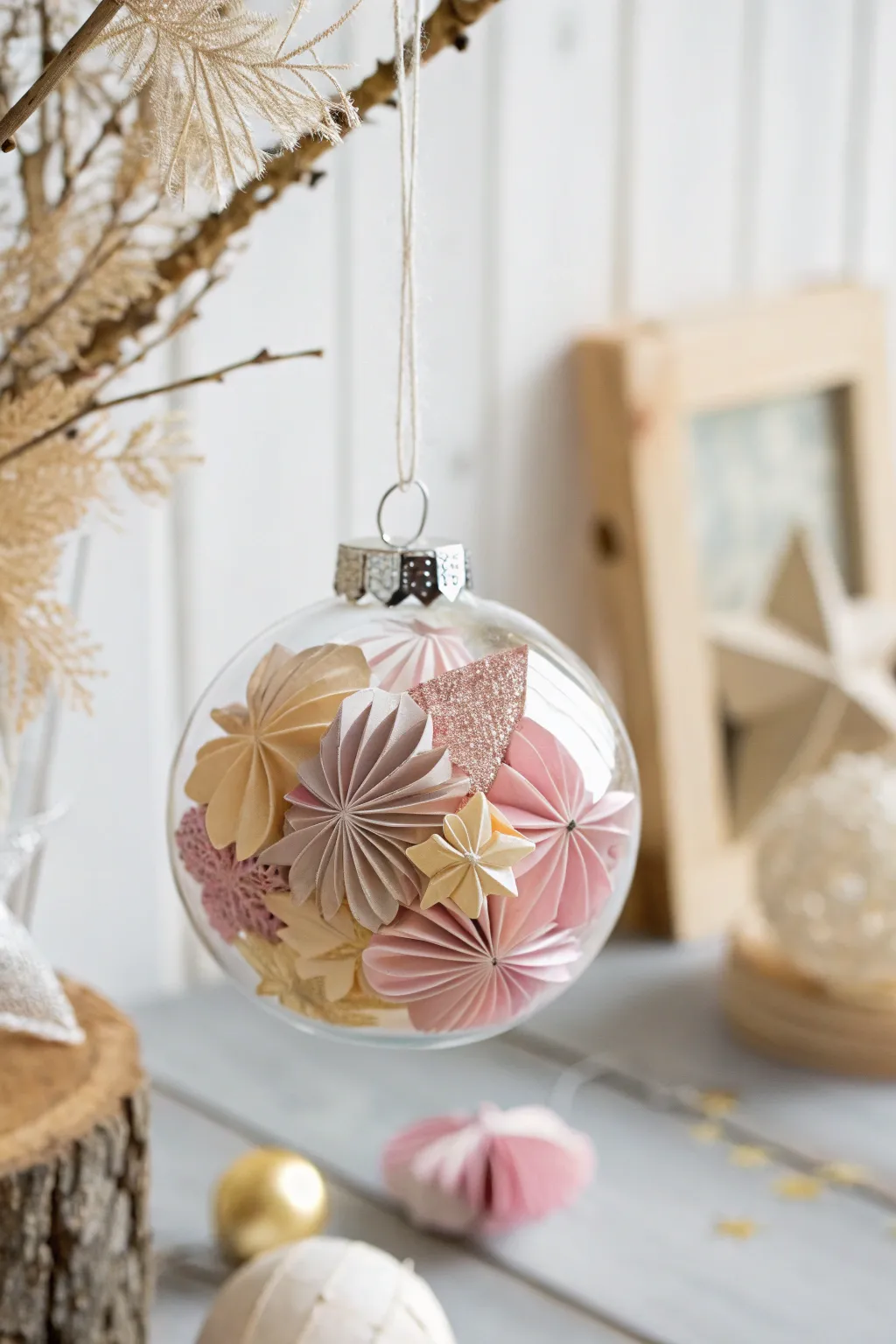 Transform your Christmas decor with delicate paper cut-out baubles for a touch of minimalist elegance.