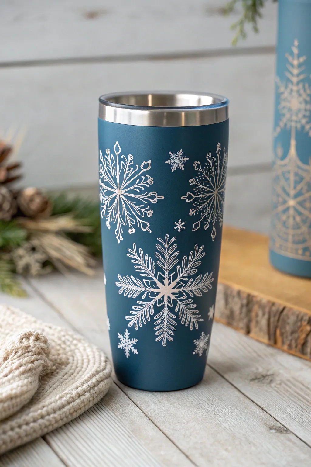 Embrace the season's charm with a beautifully crafted winter-themed tumbler, where elegance meets simplicity.