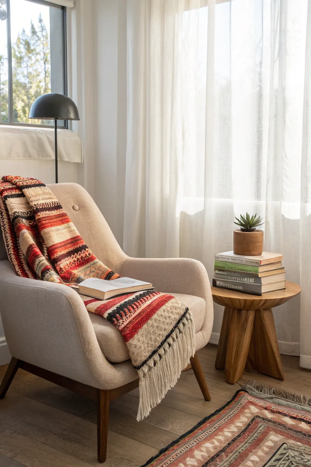 Transform your space into a cozy haven with a minimalist reading nook that invites relaxation and inspiration.
