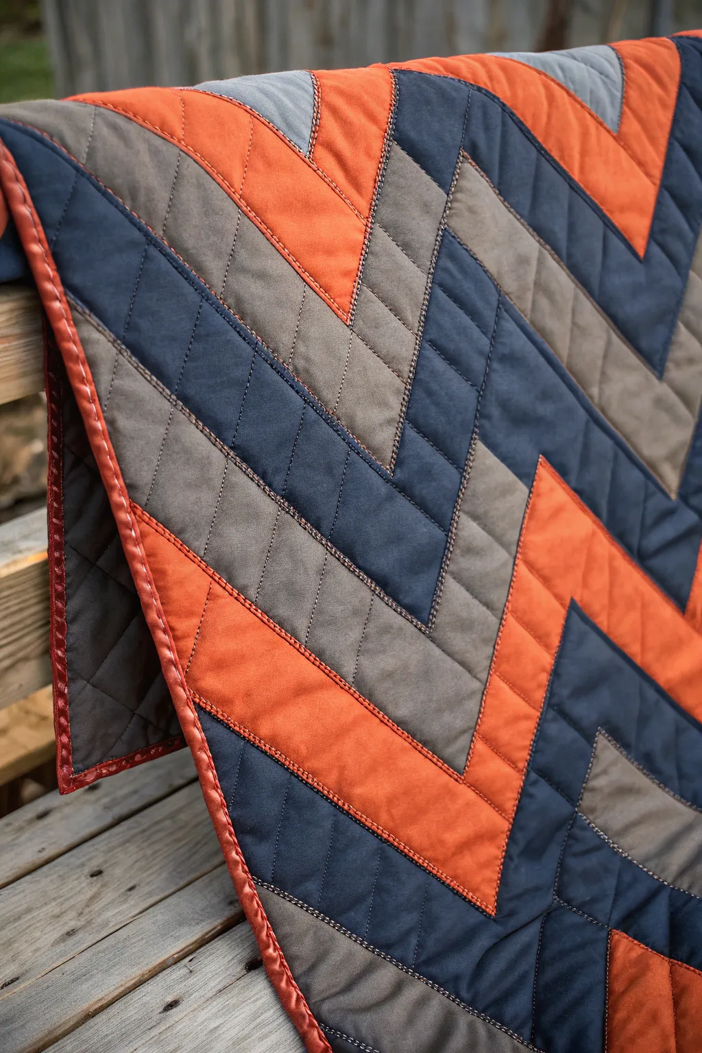 Elevate your space with the striking dynamism of chevron quilt patterns.
