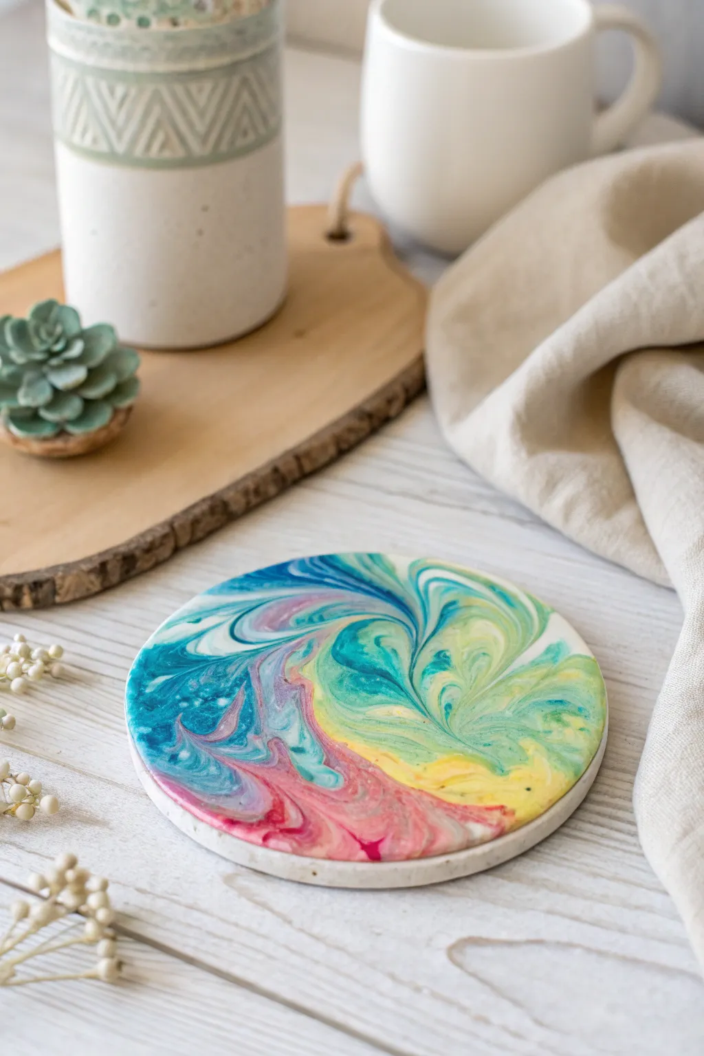 Add a splash of color and protect your surfaces with these artful crayon coasters.