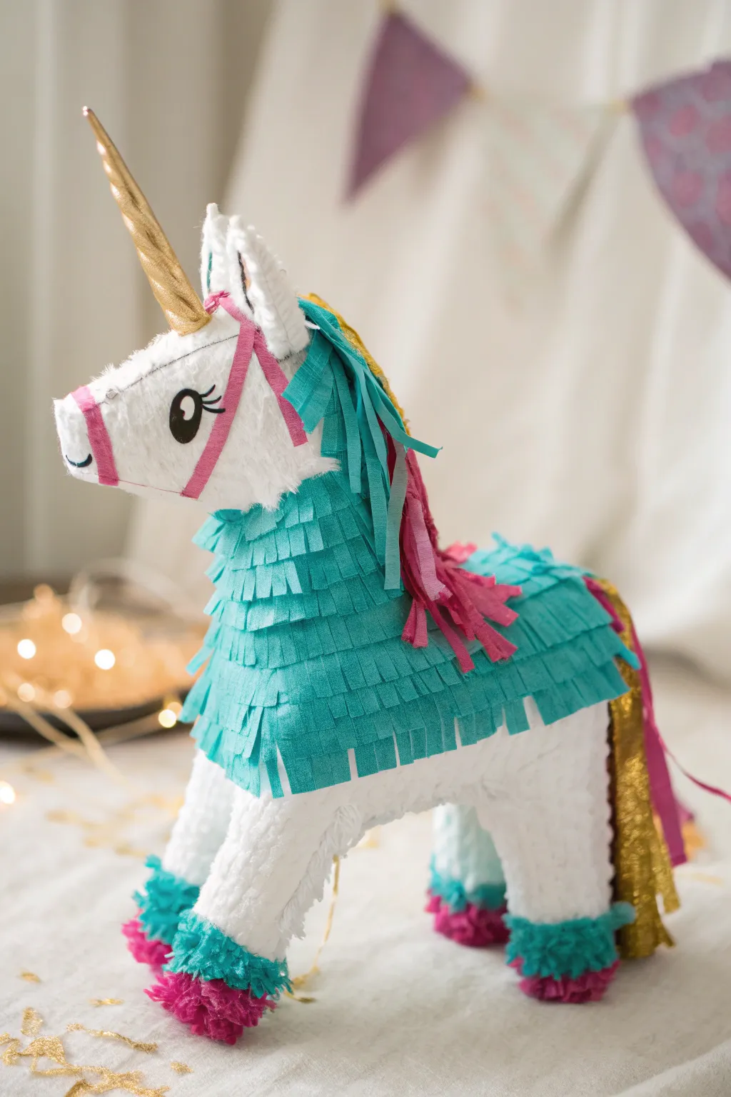 Add a touch of magic to your celebration with this enchanting unicorn mini pinata!