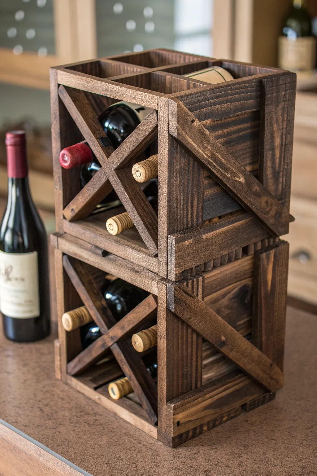 Elevate your wine storage with a handcrafted mini wooden crate wine rack that blends functionality and style.