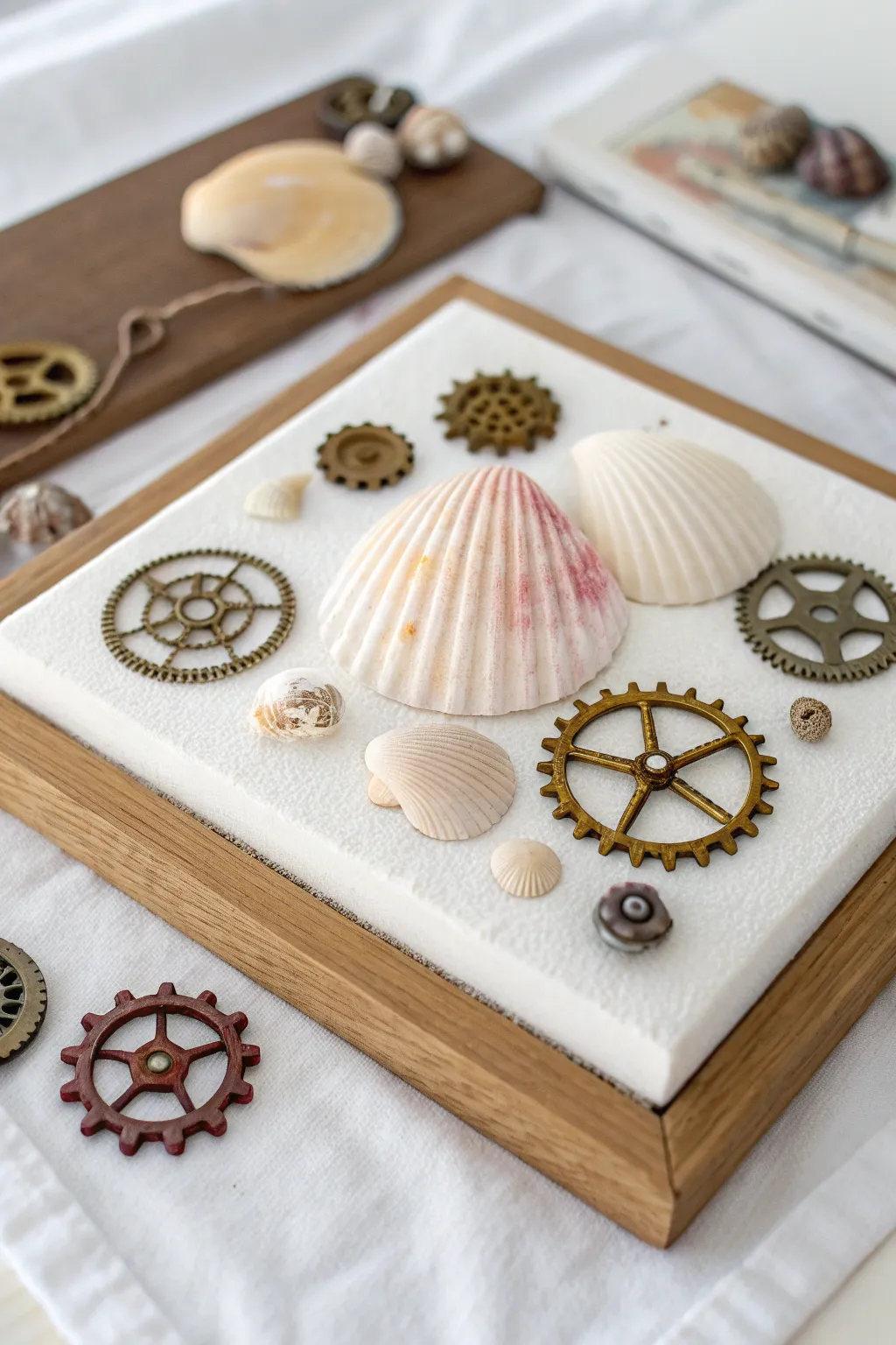 Discover the beauty of assemblage art: where simplicity meets depth in a tactile masterpiece.