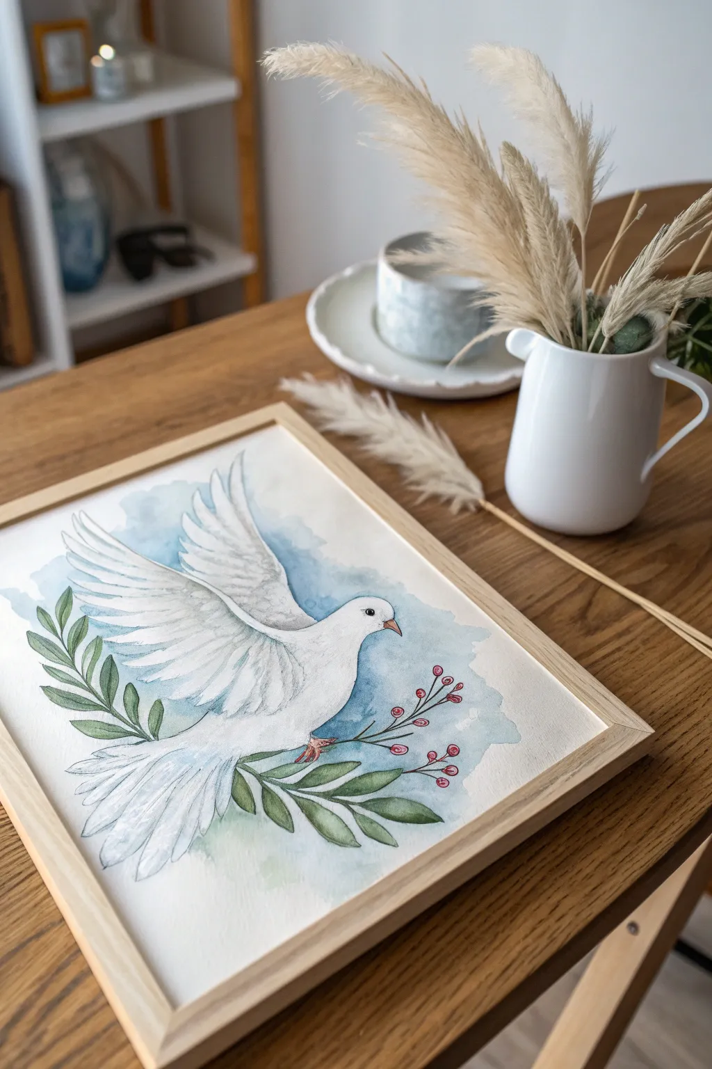 Embrace tranquility with this serene peace dove watercolor, inspired by MLK's message of non-violence. A minimalist masterpiece for your home.