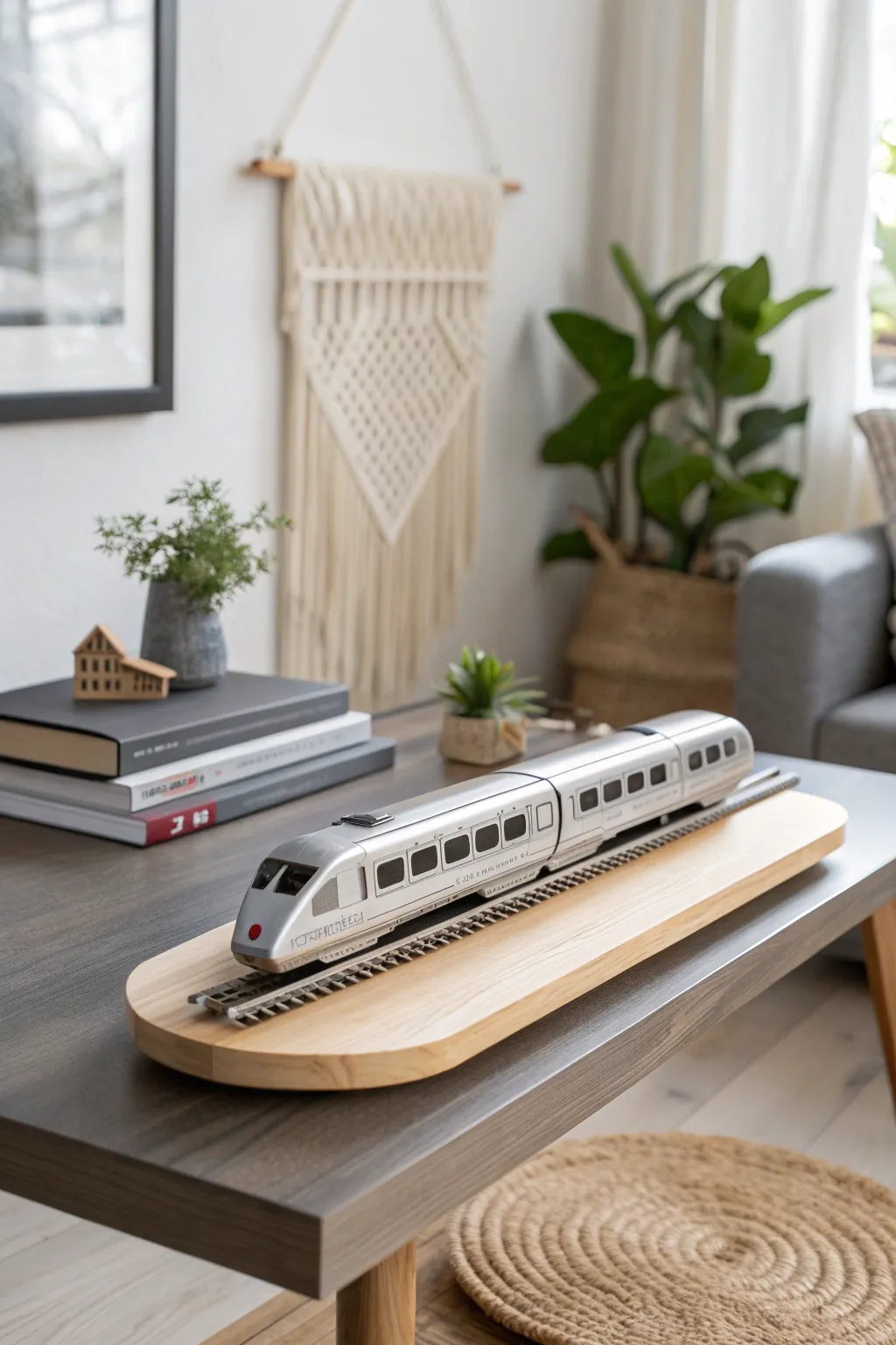 Witness the magic of magnetic levitation in this stunningly crafted train model—where modern innovation meets minimalist elegance.