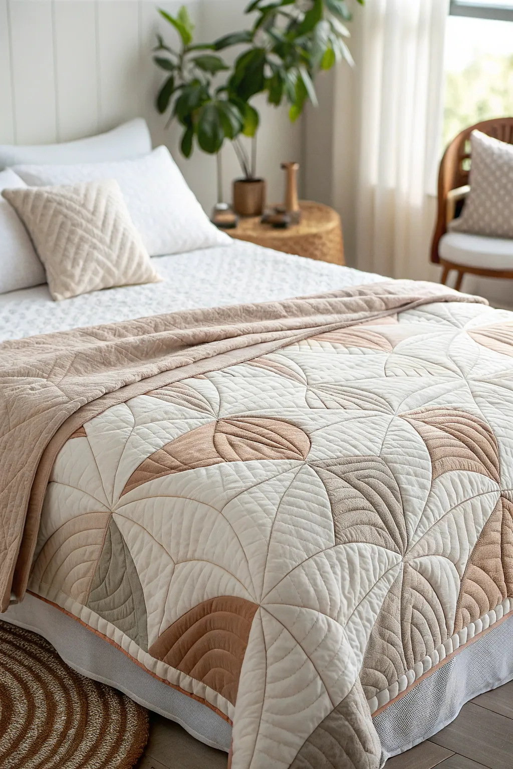 Discover the art of dimension: A modern quilt that brings depth and elegance to your space.