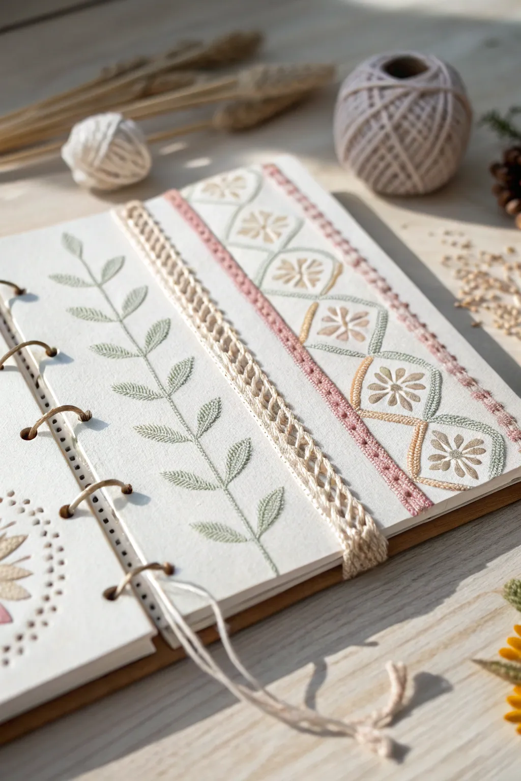 Transform your scrapbook with the art of stitching: where simplicity meets elegance.