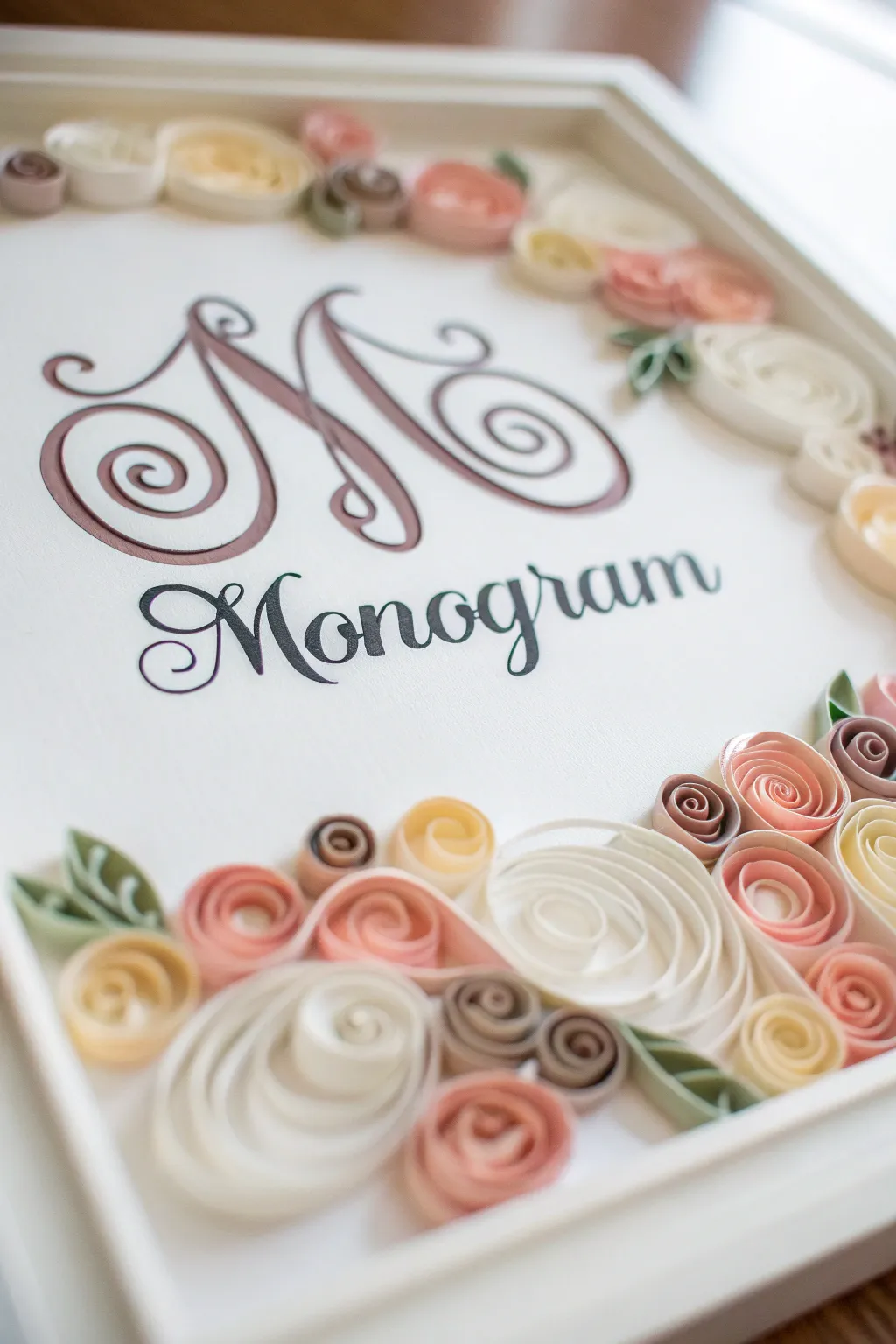 Elevate your monogram with the art of paper quilling—where intricate detail meets minimalist elegance.