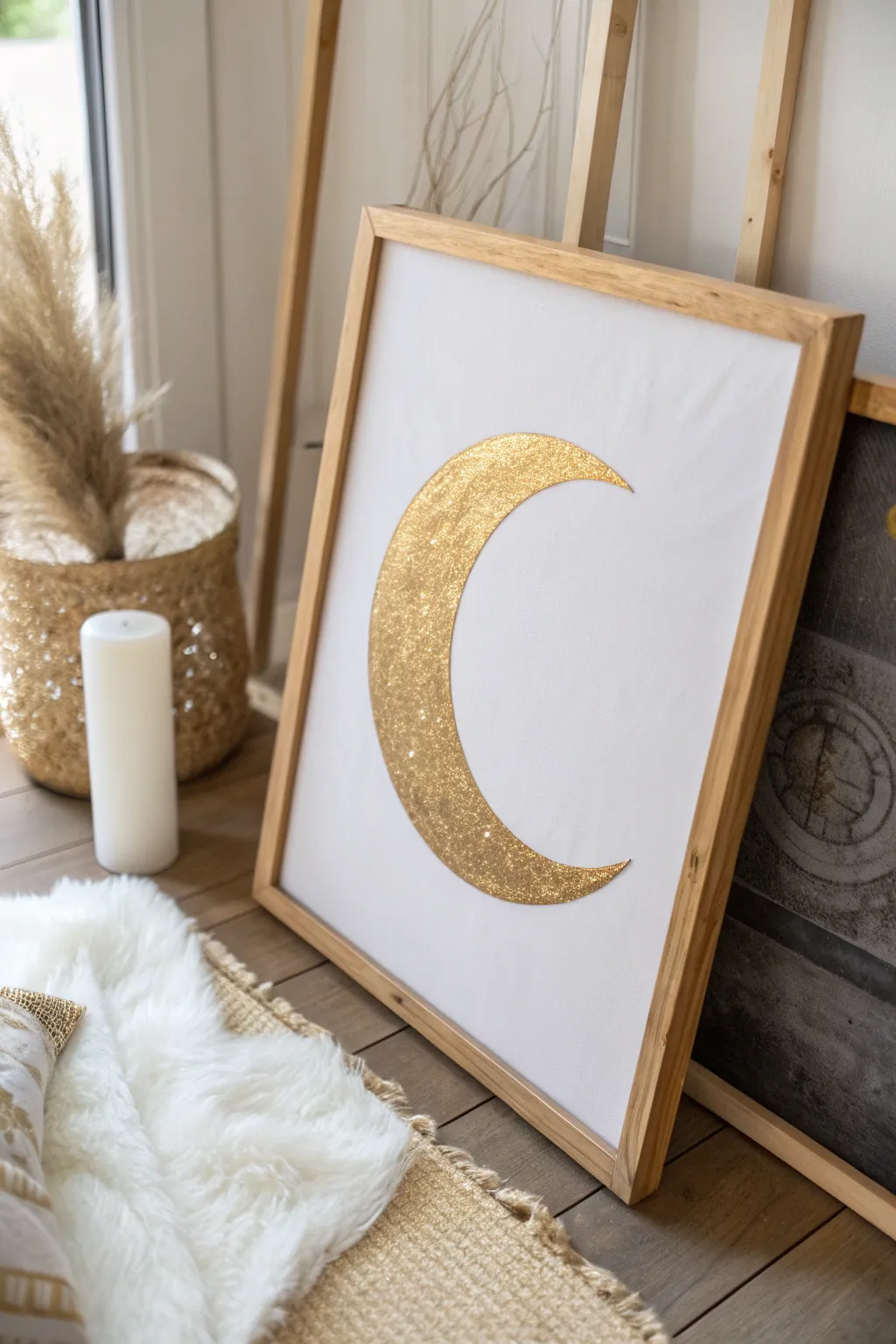Embrace the beauty of simplicity with this stunning minimalist moon painting.