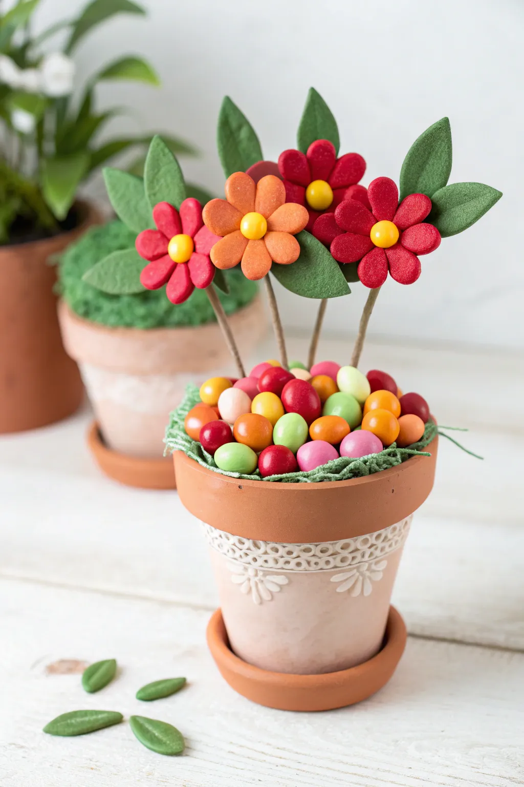 Create a sweet surprise with DIY Candy Flower Pots, the perfect blend of colorful treats and minimalist elegance for Mother's Day.