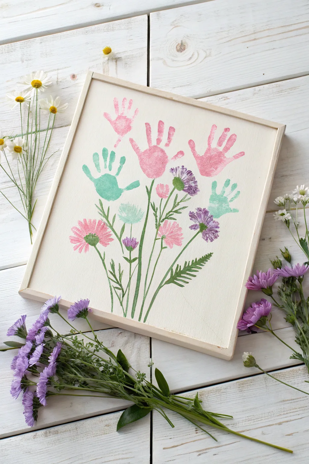 Craft a bouquet of love with handprint flowers for Mother's Day. #ScandiBoho #HandmadeLove