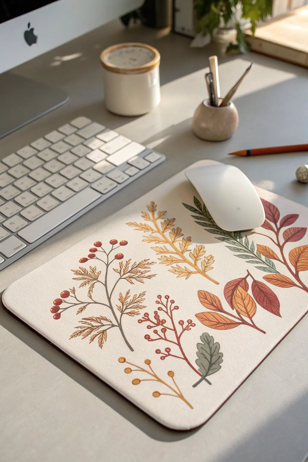 Embrace the season's beauty with a mousepad that transforms your workspace. 🍂✨ #SeasonalSwitchUp #MinimalistBoho