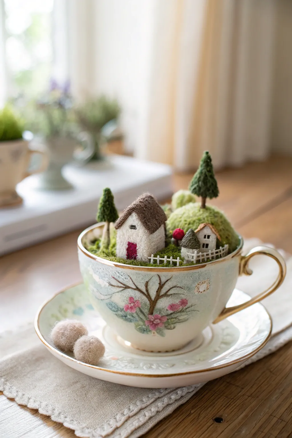 Discover the charm of a tiny world within a teacup, where simplicity meets whimsical craftsmanship. 🌿🏡