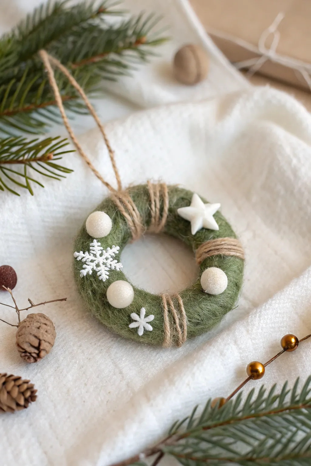 Embrace the season with a handcrafted touch: a needle-felted wreath that blends minimalist charm with festive warmth.