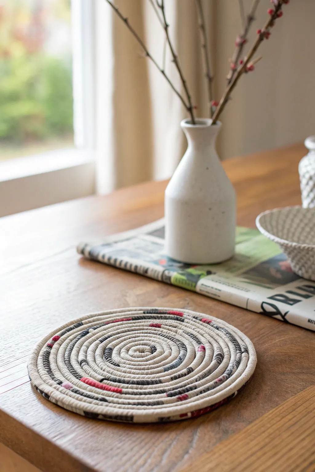 Elevate your table setting with these eco-chic newspaper coasters, where simplicity meets artistry.