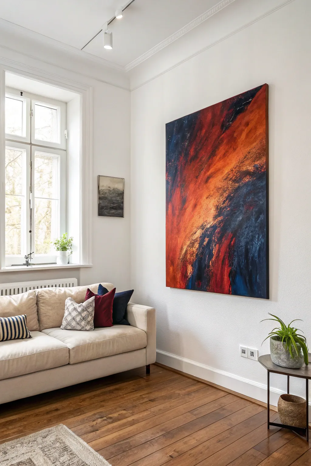 Embrace the art of contrast with a contemporary oil masterpiece that commands attention in minimalist elegance.