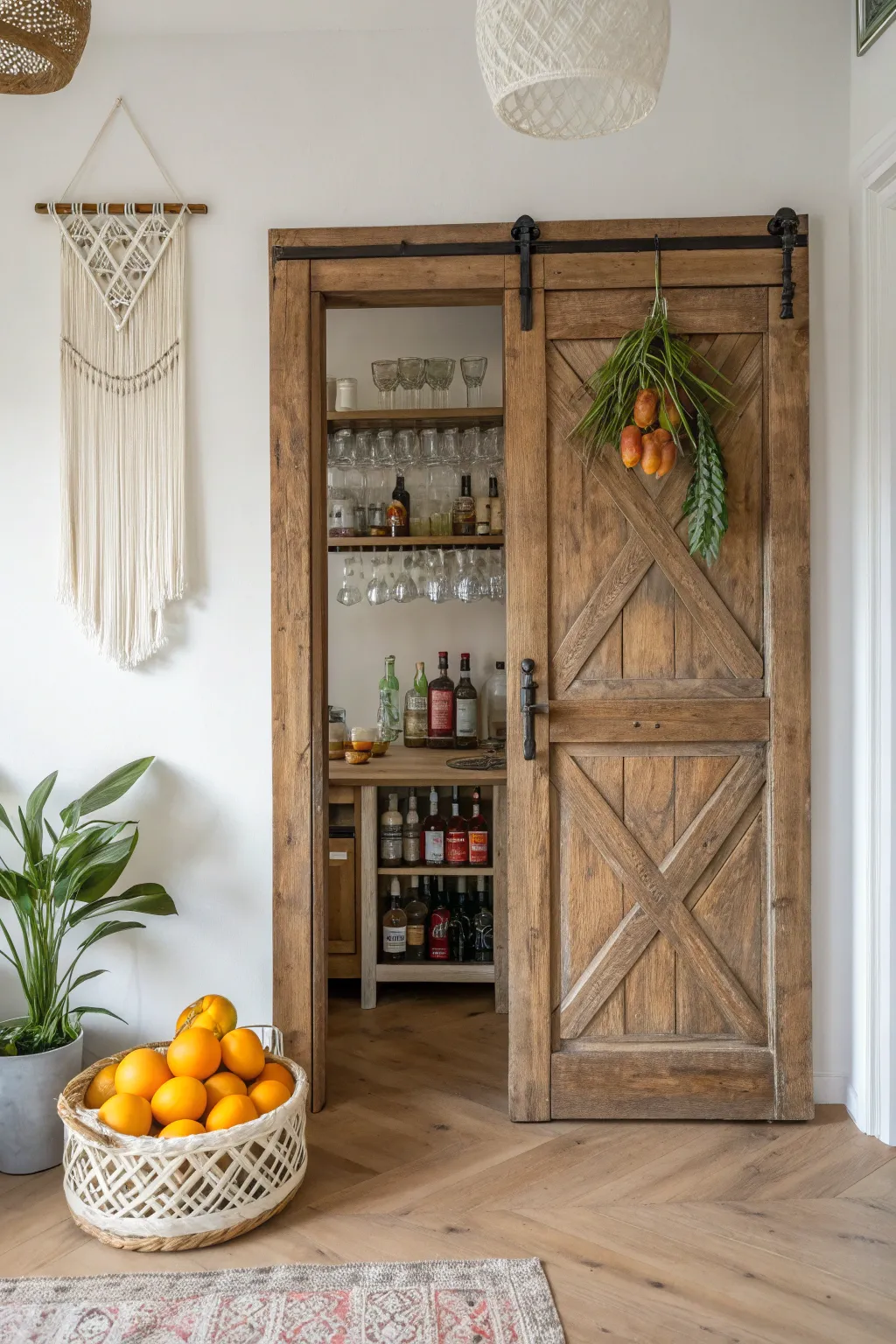 Transform vintage charm into a chic home bar centerpiece.