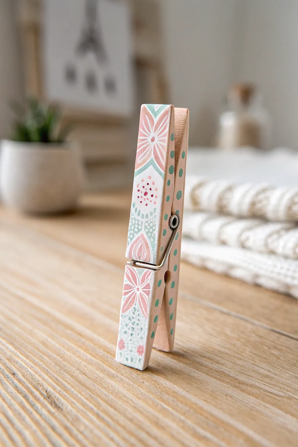 Elevate your pantry style with charmingly decorated clothespin bag clips.