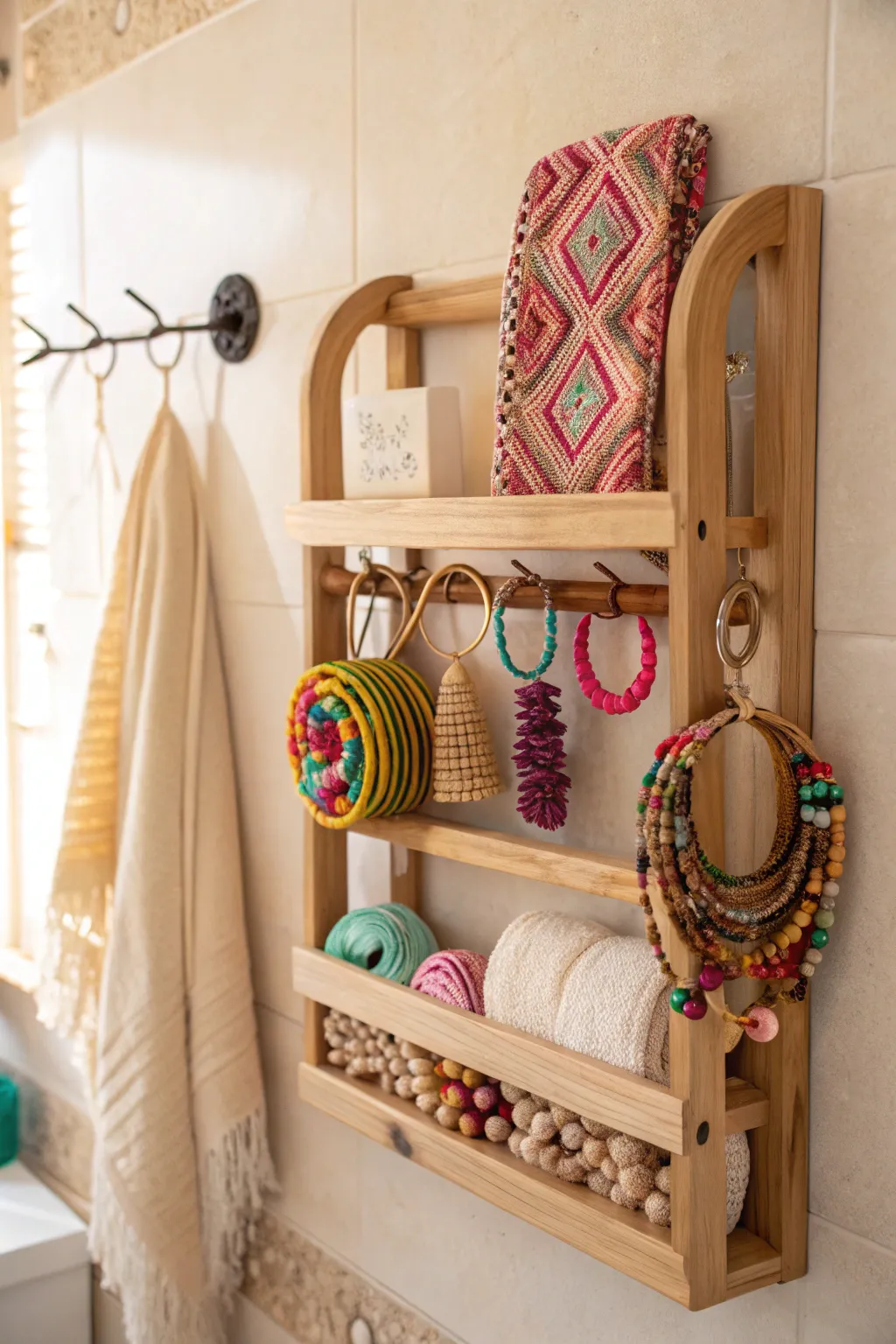 Transform your space with a chic shower caddy turned hair accessory haven. Embrace simplicity and style!