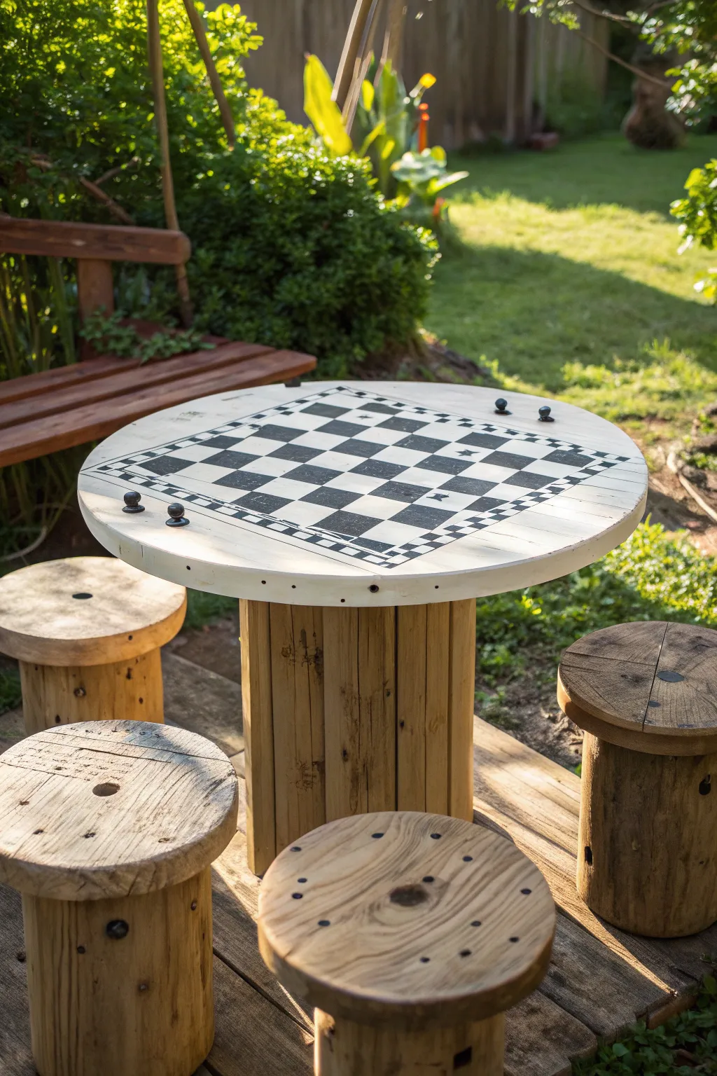 Turn your garden into a game haven with this handcrafted cable spool game table!