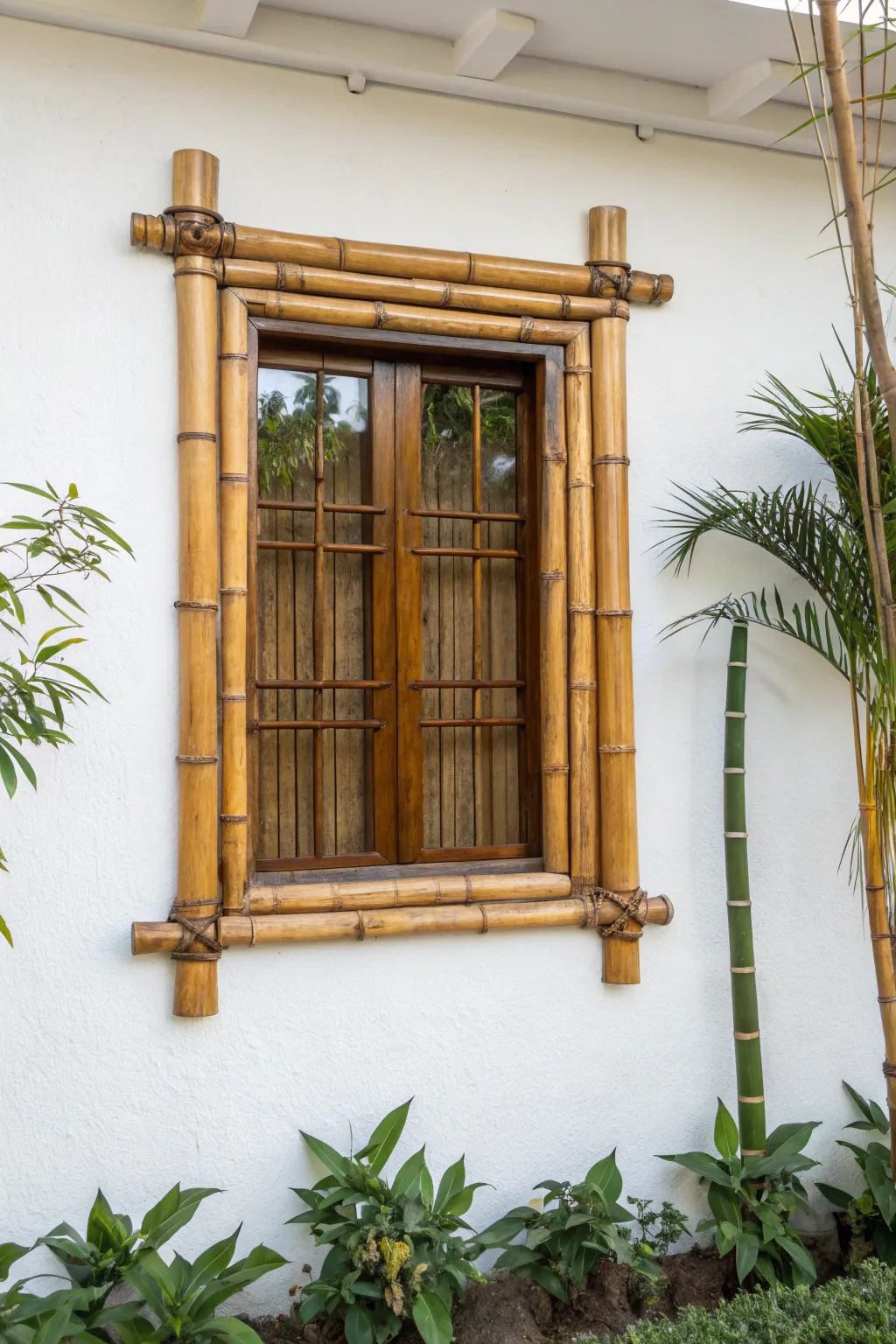 Eco-chic elegance: Transform your space with a bamboo window frame for a tropical touch.