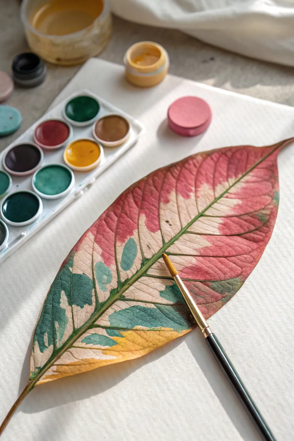 Embrace nature's palette with this stunning leaf painting project – a perfect blend of simplicity and bold hues for your next creative gathering.