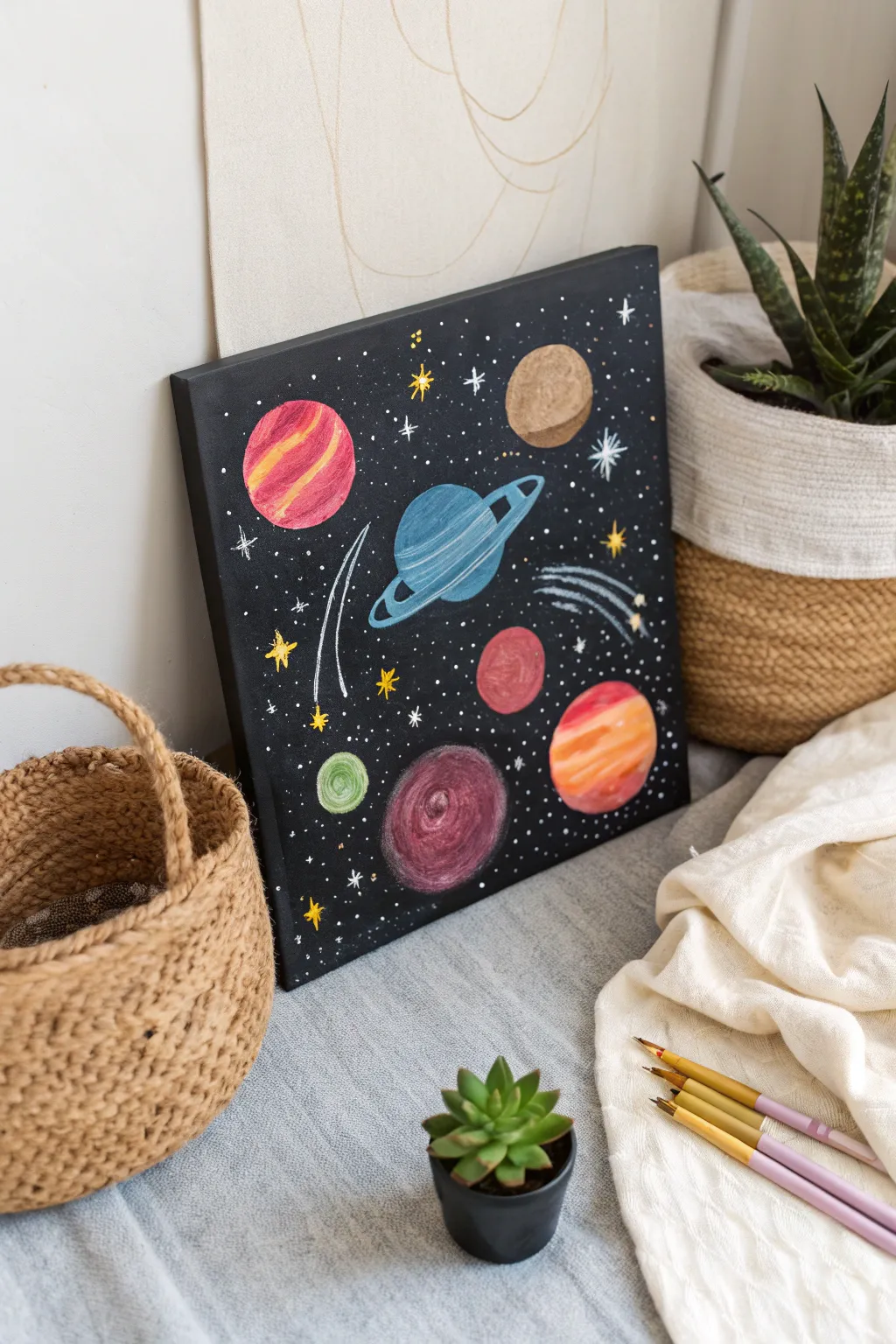 Unveil the cosmos on canvas: where Scandinavian minimalism meets Boho charm.