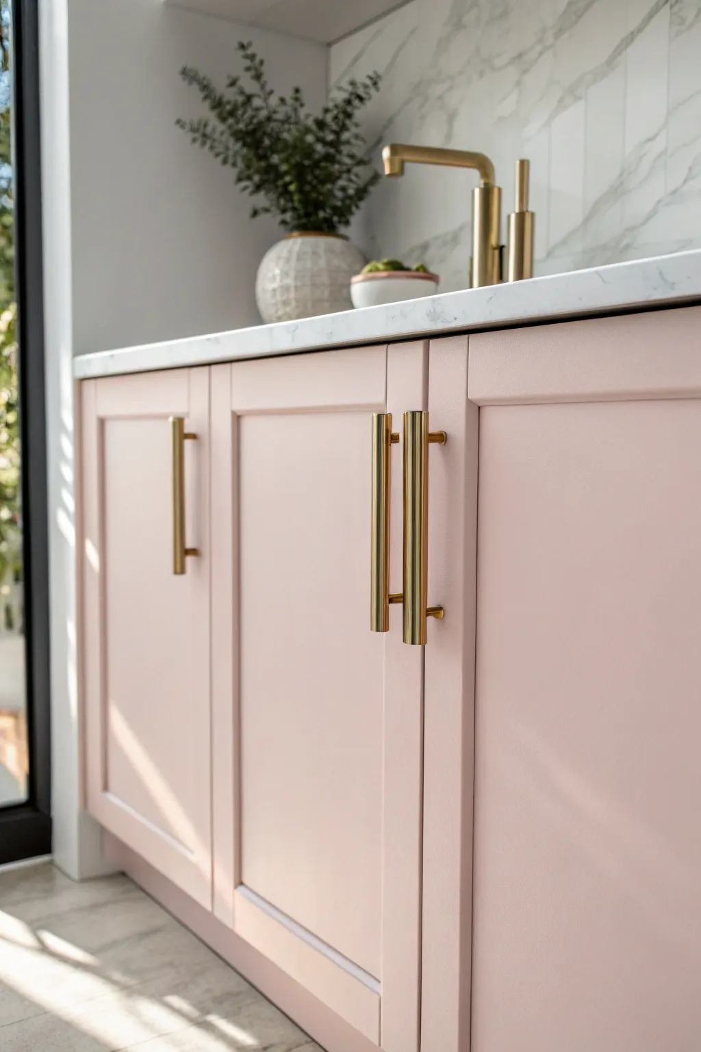 Discover the art of contrast with painted cabinets that blend matte elegance with glossy accents.